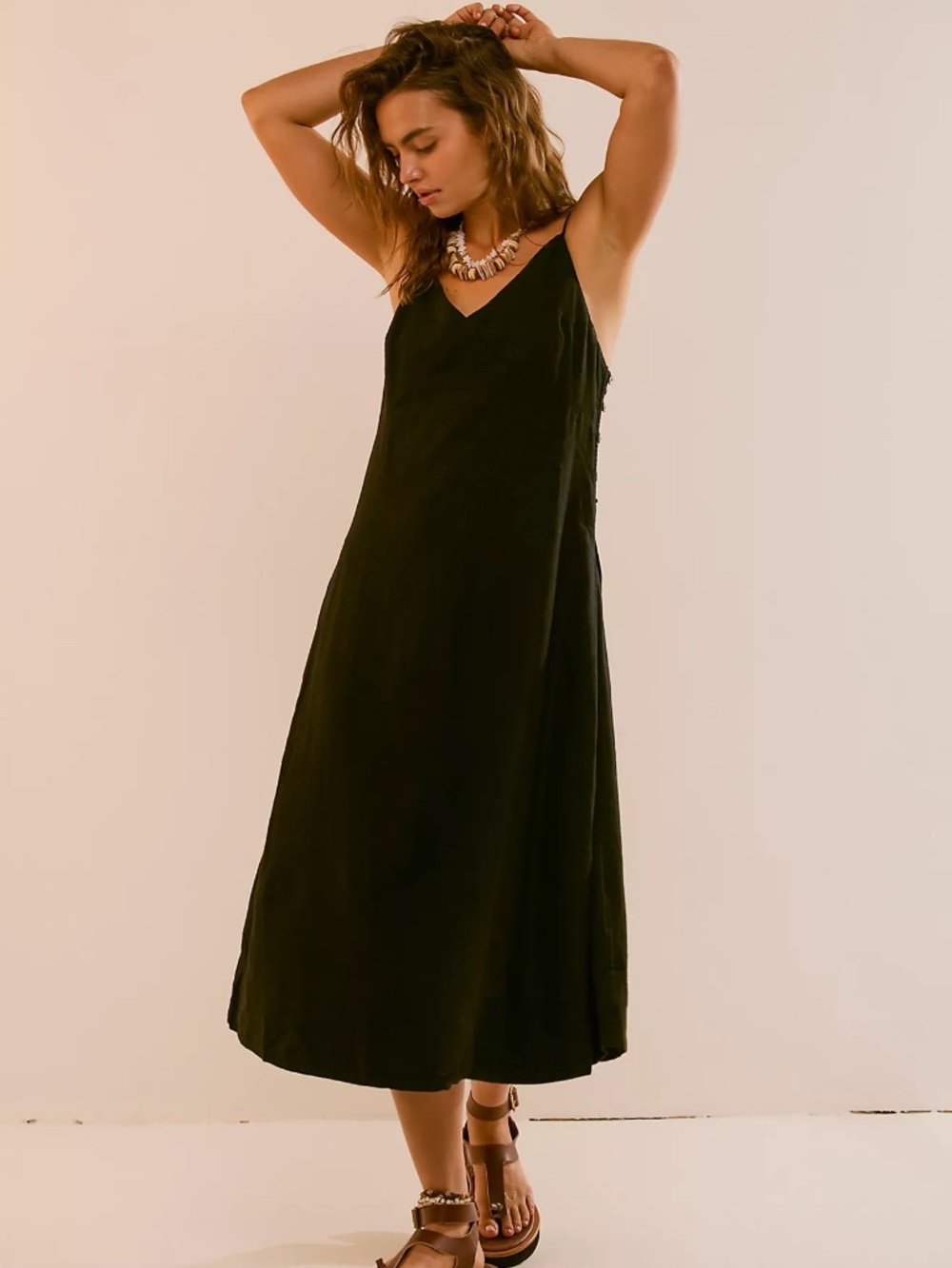 Last Chance! Free People Emmers Linen Midi Dress - Picture 2 of 6
